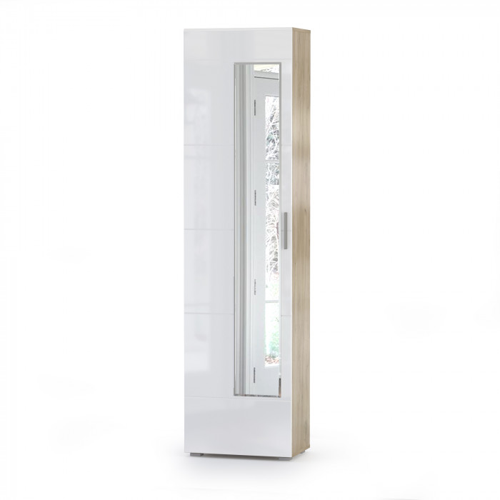 Лайн Прихожая № 12, цвет дуб крафт серый/фасады МДФ белый глянец, ШхГхВ 167х35х210 см., универсальная сборка