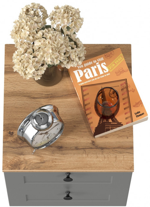 Остин 16.152 Тумба прикроватная, серый графит/дуб крафт золотой