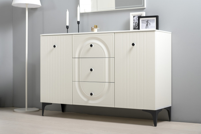 Валенсия Гостиная № 099, ЛДСП белый шагрень/МДФ белый шагрень