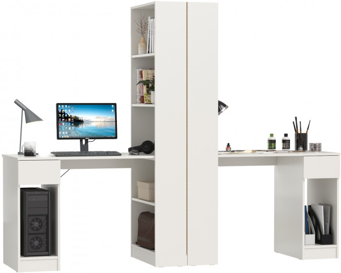 Лайт Шкаф комбинированный 10.01 + 10.01, белый гладкий