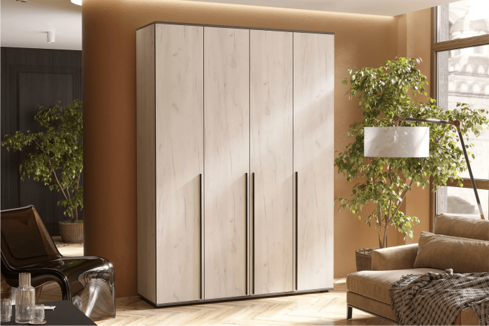 Норд Шкаф 4-х створчатый 1600 + Норд Антресоль к шкафу 1600 Дуб Крафт белый