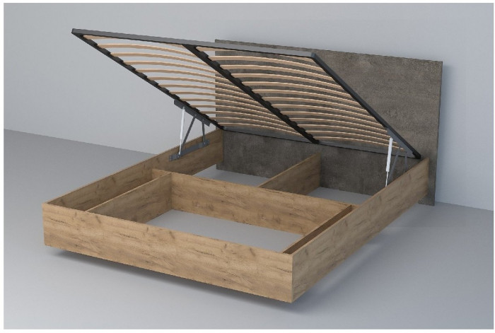 Кровать 1,4 арт.031 (ЛДСП) ПМ. (Бетон Светлый/Белый Глянец)