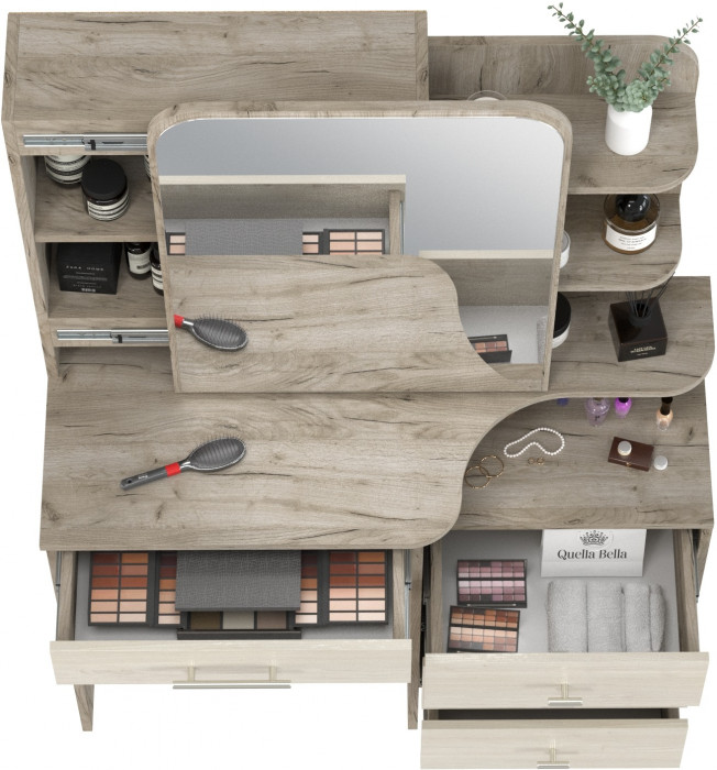 Трюмо 4-25101дкс/скан.д.б. Верона, дуб крафт серый/скандинавское дерево белое