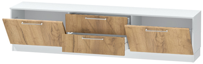 Тумба-4 под ТВ напольная "Иннэс-7", Белый/Крафт золотой