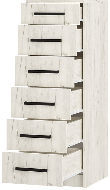 Комод высокий Фиеста, Дуб крафт белый