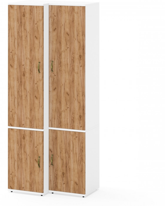 Лидер-8 Модуль Пенал МД 22Б + Пенал МД 23Б, белый шагрень/крафт золото