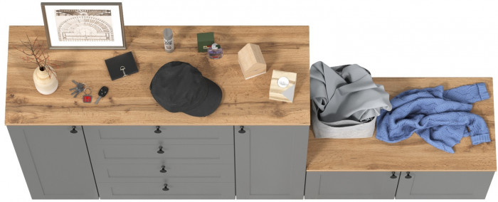 Остин 16.221 Комод + 13.257 Тумба, серый графит/дуб крафт золотой