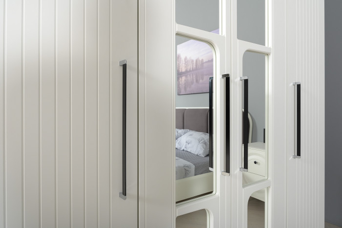 Валенсия Гостиная № 101, ЛДСП белый шагрень/МДФ белый шагрень