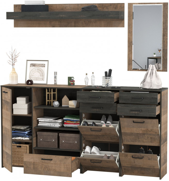 Трувор Прихожая 177, дуб гранж песочный/интра