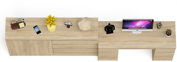 Мори компьютерный стол МС-2 + Комод МК1600.1, дуб сонома