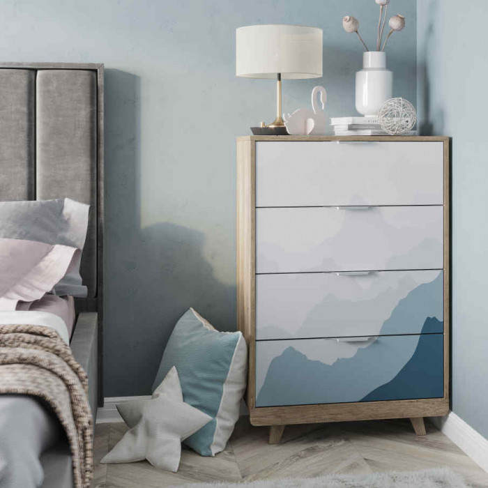 Комод "Мегаполис" КМ-02 Дуб каньон/фотопечать "Аква"