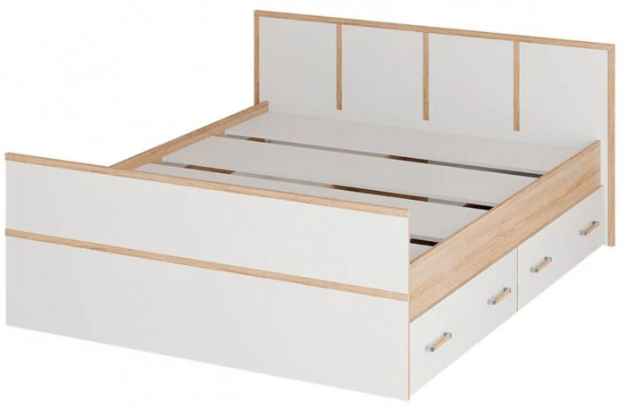 "Сакура" кровать 1,4м ЛИТ (1550х860х2034) дуб сонома/белый