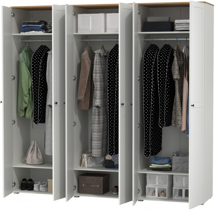 Остин 13.224 Шкаф 3 шт., цвет белый шагрень/дуб крафт золотой, ШхГхВ 240х54,3х229,6 см.