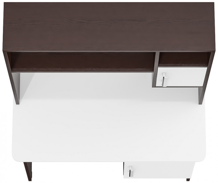 Стол письменный с надстройкой С-МД-1-09Н, цвет венге/белый шагрень, ШхГхВ 105х57х162 см., НЕ универсальная сборка