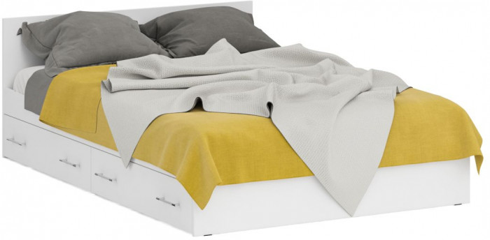 Кровать 1400 + Пенал Стандарт, цвет белый, ШхГхВ 143,5х203,5х70 + 45х52х200 см., сп.м. 1400х2000 мм., без матраса, основание есть