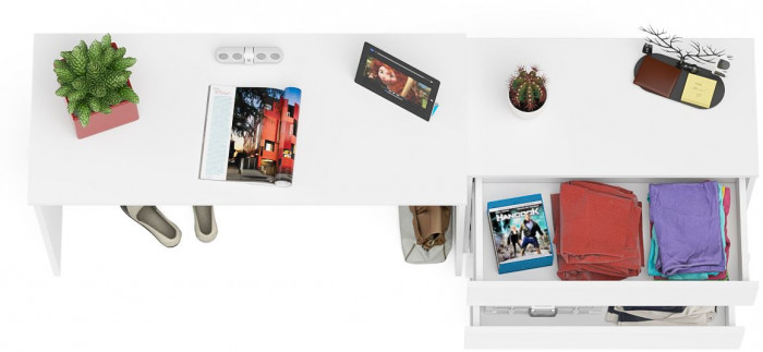 Мори Стол письменный МСП1200.1 + Комод МК800.1, цвет белый, ШхГхВ 200,8х50х76,6 см., универсальная сборка