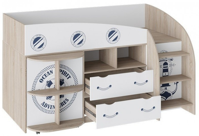 Немо Кровать комбинированная (Дуб сонома/Белый)