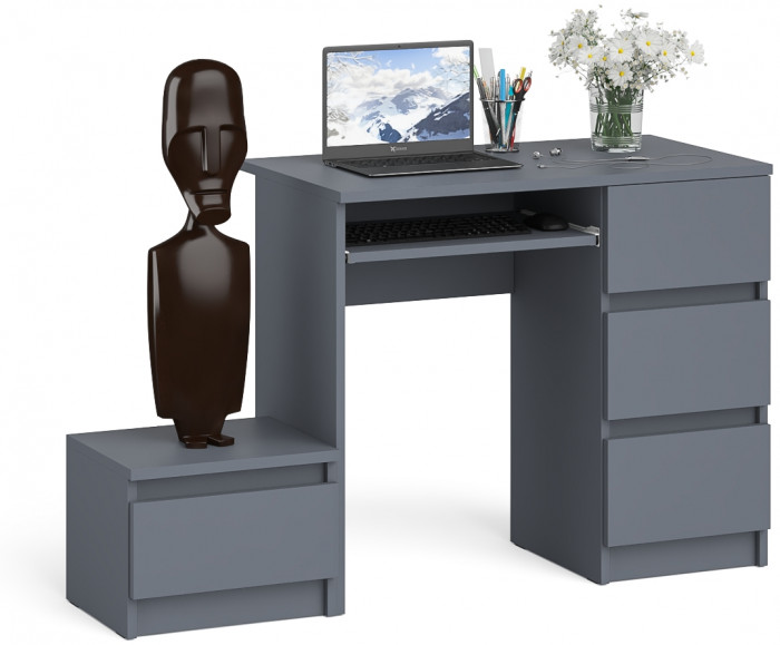 Мори компьютерный стол МС-6 правый + Тумба ТМП400.1, графит