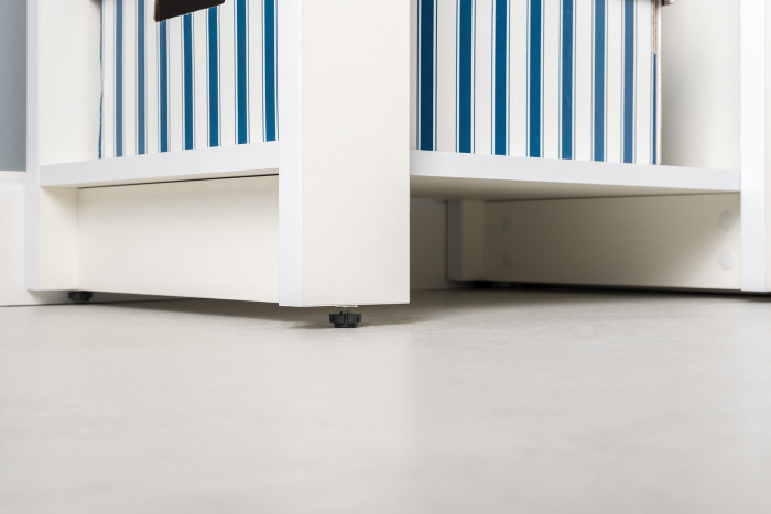 Джастин 13.354 Стеллаж открытый, цвет белый шагрень/дуб белый эксклюзив, ШхГхВ 54,8х38,9х153 см., регулируемые опоры