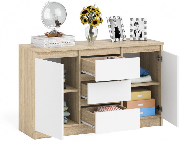 Мори Комод МК1200.3, дуб сонома/белый
