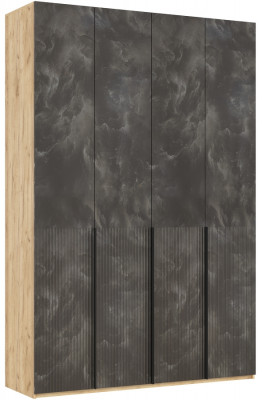 Марвэл Шкаф 4-х створчатый 1600, с доп.ящиками, Дуб крафт/Мальта грей