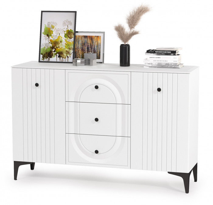 Валенсия Гостиная № 104, ЛДСП белый шагрень/МДФ белый шагрень