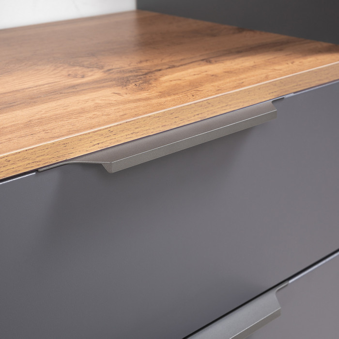 Октава 16.127 Тумба для обуви + 15.14.01 Вешалка, серый графит/дуб крафт золотой/фасады МДФ серый графит