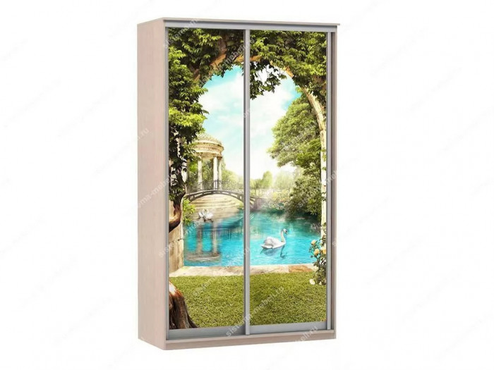 Шкаф купе Модерн 1190х450 2-х дверный 2-х секционный фотопечать №3 ясень