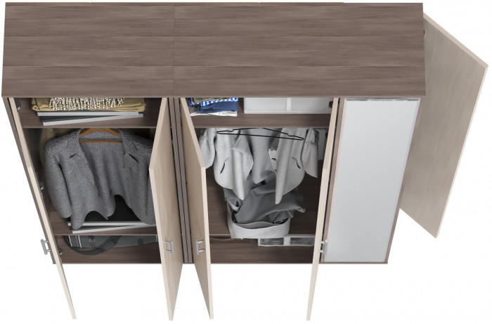 Прихожая Домино-мини + Шкаф для одежды Домино, цвет бодега тёмный/бодега светлый, ШхГхВ 148х36х202 см., универсальная сборка