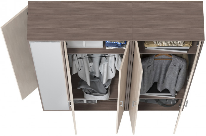Прихожая Домино-мини + Шкаф для одежды Домино, цвет бодега тёмный/бодега светлый, ШхГхВ 148х36х202 см., универсальная сборка