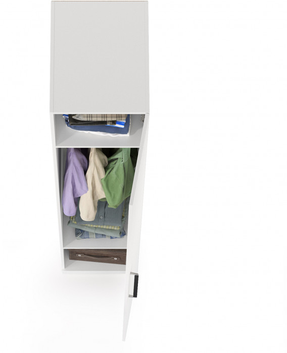 Валенсия Спальня 13.207 Шкаф-пенал, цвет ЛДСП белый шагрень/МДФ белый шагрень, ШхГхВ 42х54,1х225,3 см., универсальная сборка