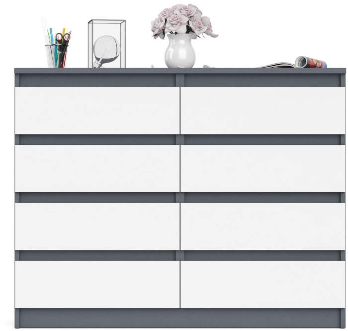 Мори Комод МК1200.8, цвет графит/белый, ШхГхВ 120,4х41х94 см.