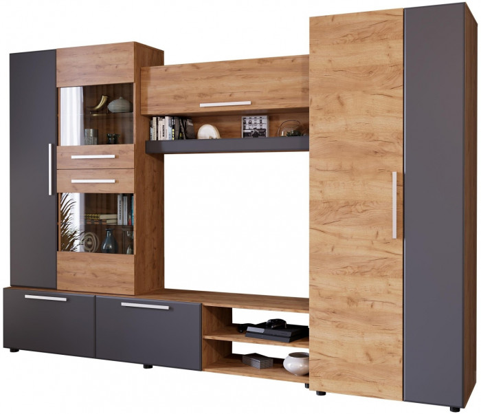 Гостиная Сафари (Дуб Крафт золотой / Графит Софт)