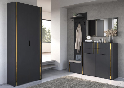 Модульная Прихожая Эмэ, набор №3, Графит/Графит золото, Simple 27