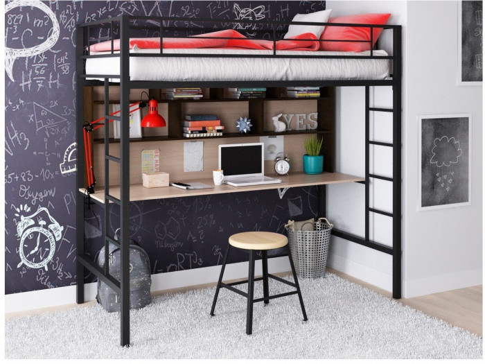 Кровать-чердак Севилья 1.2 (Венге / Дуб молочный, Коричневый)