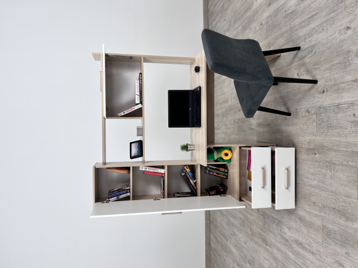 Компьютерный стол Квартет-9, Белый/Ателье светлое