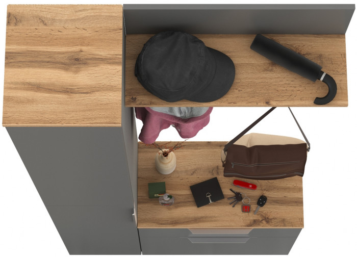 Октава Прихожая 16, серый графит/дуб крафт золотой/фасады МДФ серый графит