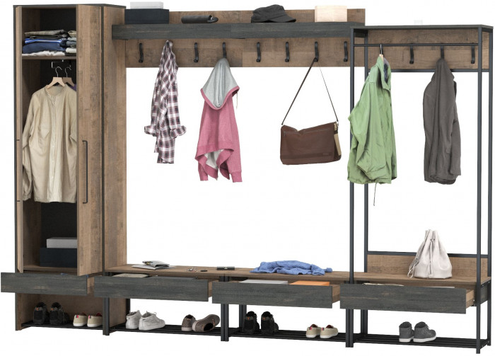 Трувор Прихожая 243, дуб гранж песочный/интра