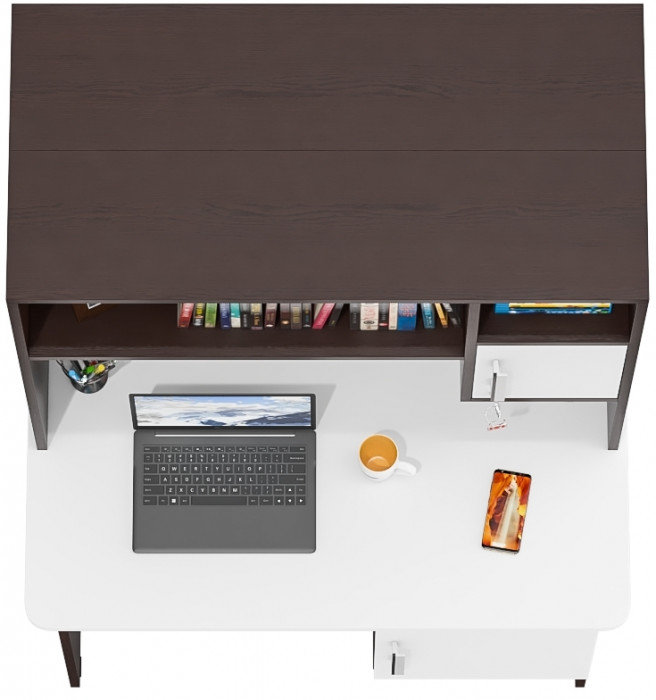 Два стола письменных с надстройкой С-МД-1-09Н, венге/белый шагрень