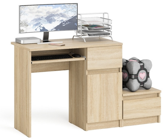 Мори компьютерный стол МС-1 правый + Тумба ТМП400.1, дуб сонома