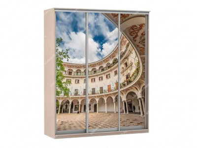 Шкаф купе Модерн 1776х600 3-х дверный 3-х секционный фотопечать №2 ясень