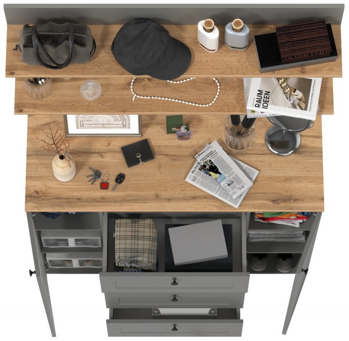 Остин Прихожая 71, цвет серый графит/дуб крафт золотой, ШхГхВ 120х41,9х180 см.