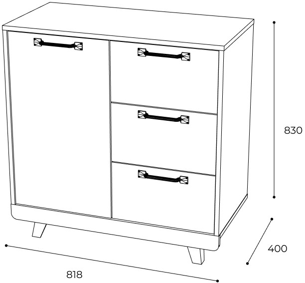 Комод "Мегаполис" КМ-12 Дуб каньон/М25 бетон графит