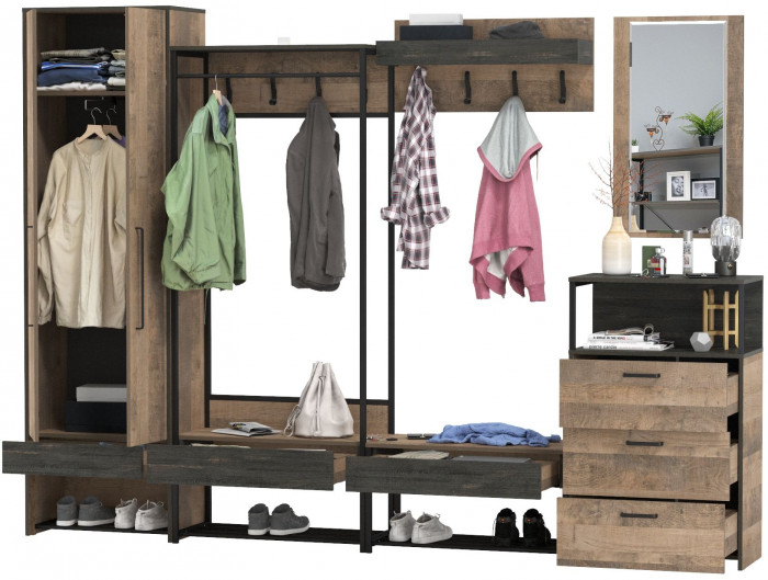 Трувор Прихожая 244, дуб гранж песочный/интра