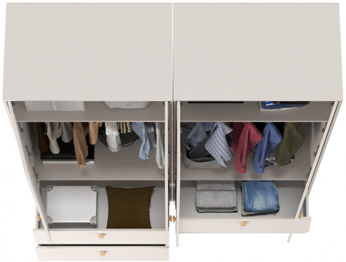 Афина Спальня Шкаф 2-х дверный с двумя ящиками х 2, кашемир серый