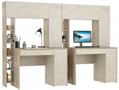 компьютерный стол Комфорт 12.71+компьютерный стол Комфорт 12.71, дуб крафт серый/шёлковый камень