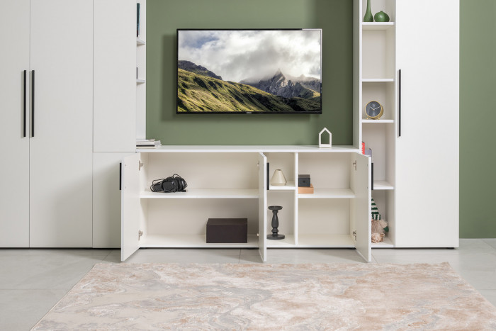 Эйр Гостиная 16.55 Тумба под ТВ, белый шагрень