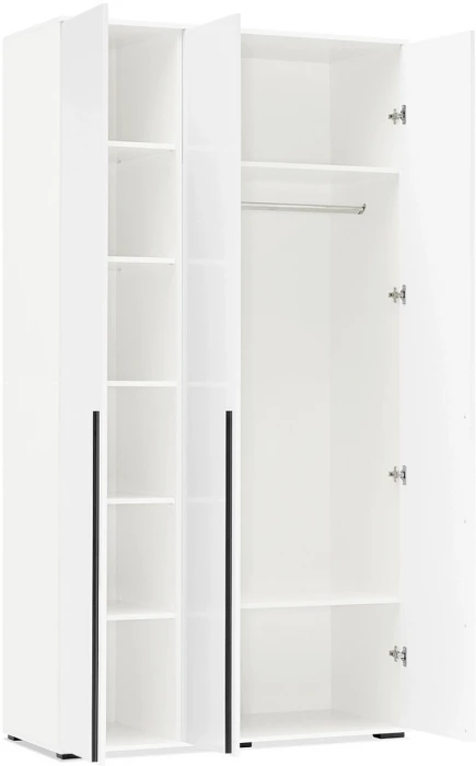 Норд Шкаф 3-х створчатый 1200 с 2-мя зеркалами, Белый глянец/Белый