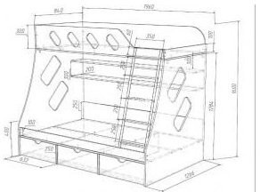 Дельта-20.01 Детская двухъярусная кровать с лестницей (Дуб молочный, Ясень шимо светлый)
