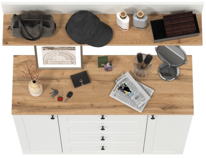 Остин Прихожая 72, цвет белый шагрень/дуб крафт золотой, ШхГхВ 120х41,9х160 см.